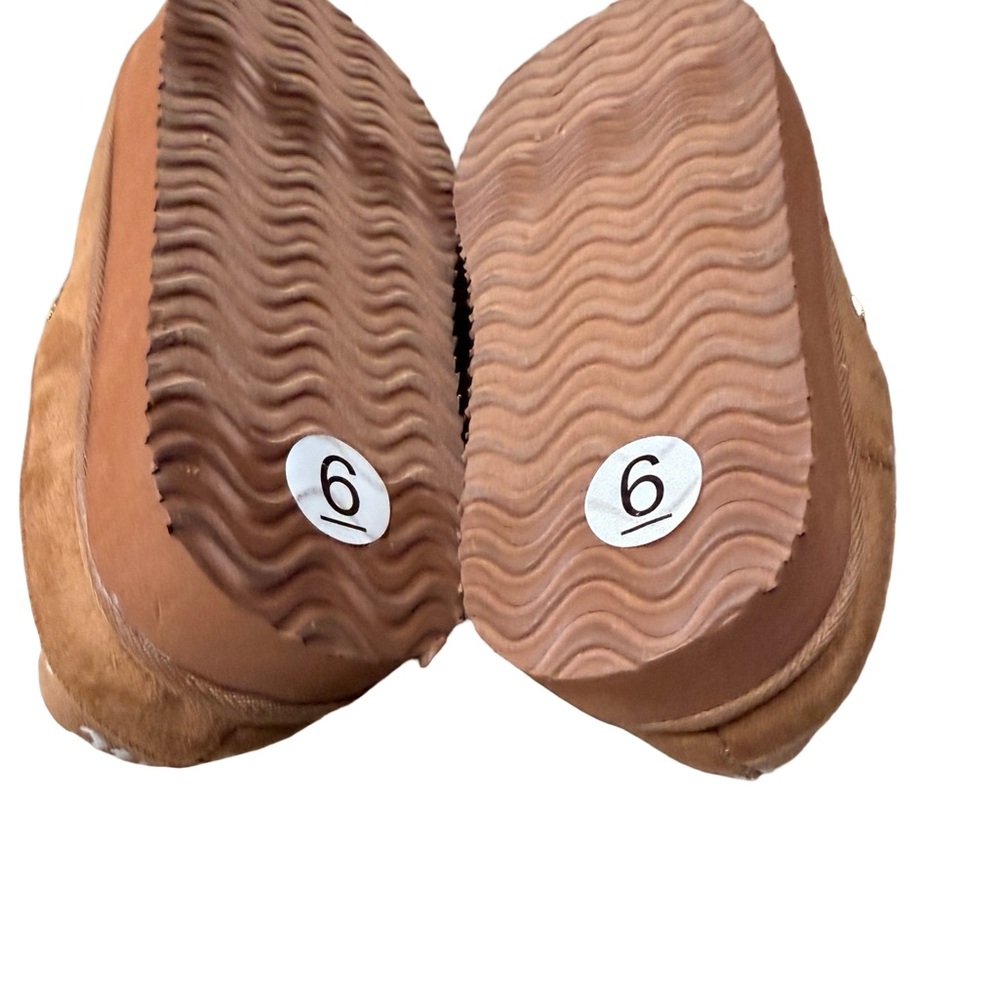 Juicy Couture JC-ONEY Tan Suede Platform Clog Slippers Faux Fur Lined Sz 6 - Picture 11 of 14